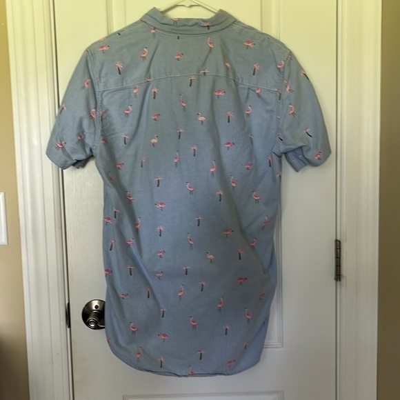 American Eagle Flamingo  Button Down Short Sleeve Shirt Flamingos Size S - Picture 2 of 8